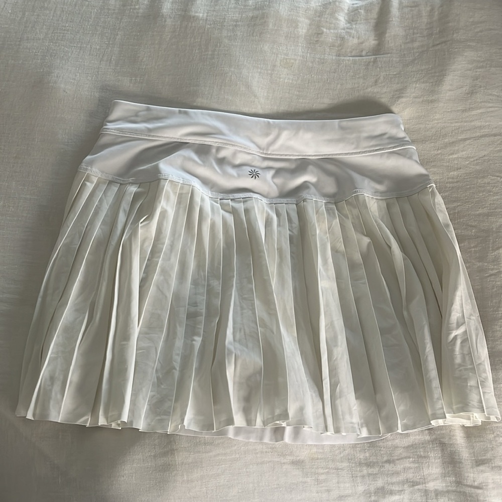 Athleta White Pleated Tennis Running Skirt Skort